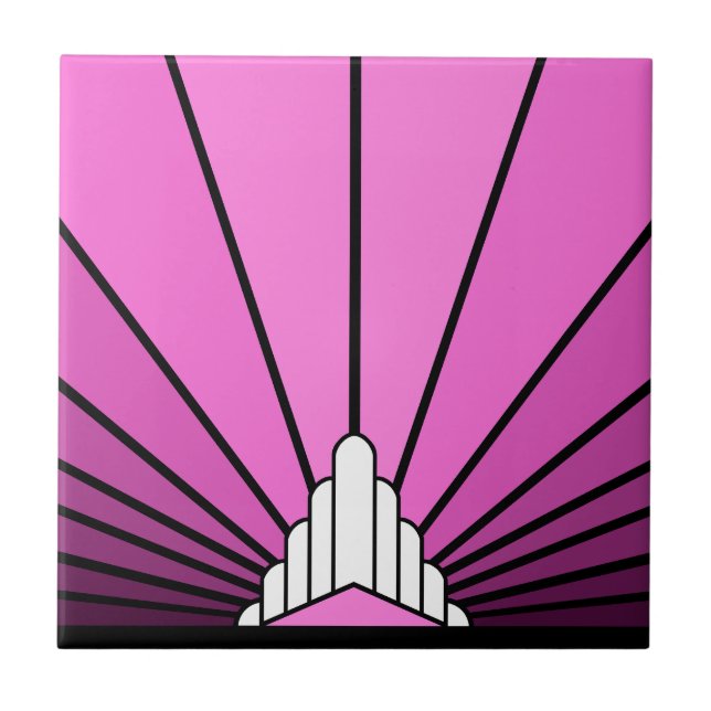 Art Deco Sonne in Rosa Fliese (Vorderseite)