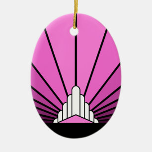Art Deco Sonne in Rosa Keramik Ornament