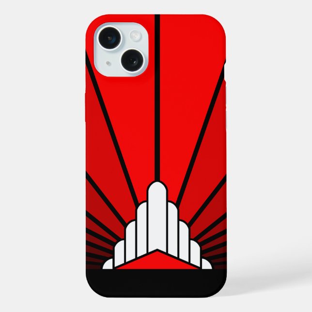 Art Deco Sonne in Rot iPhone Hülle (Rückseite)