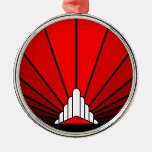 Art Deco Sonne in Rot Ornament Aus Metall