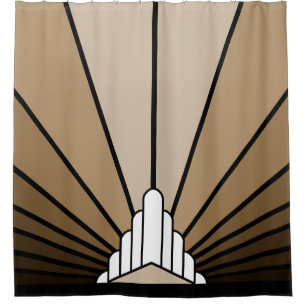 Art Deco Sonne in Tannbraun Duschvorhang