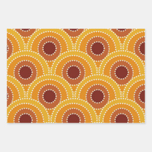 Art Deco Sonnenaufgang Retro-Muster Geschenkpapier Set