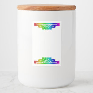 Art Deco-Sonnenelement im Regenbogen Lebensmitteletikett