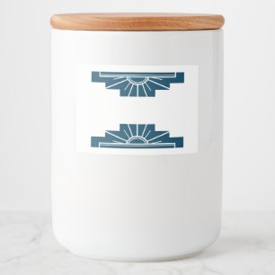 Art Deco-Sonnenelement in Dunkelteal Lebensmitteletikett