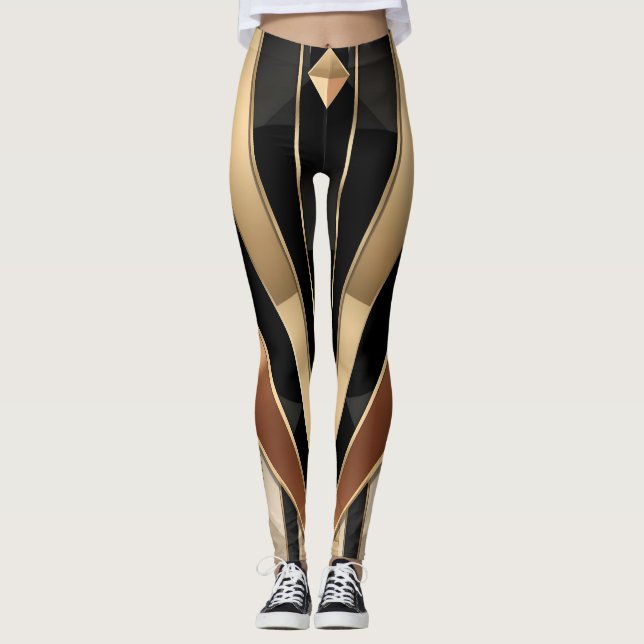 Art Deco Sonnenstrahl Geometrisches Luxusdesign Leggings (Vorderseite)