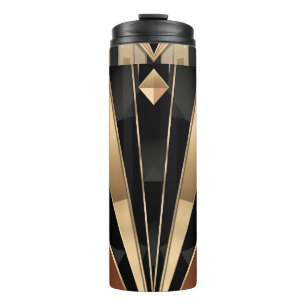 Art Deco Sonnenstrahl Geometrisches Luxusdesign Thermosbecher