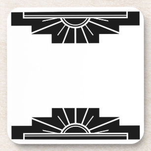 Art Deco Sonnenstrahl in Schwarz Getränkeuntersetzer