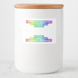 Art Deco Sonnenstrahl in zartem Regenbogen Lebensmitteletikett