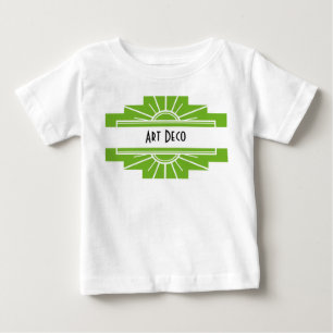 Art Deco Sonnenstrahl-Muster in Weiß und Limette B Baby T-shirt