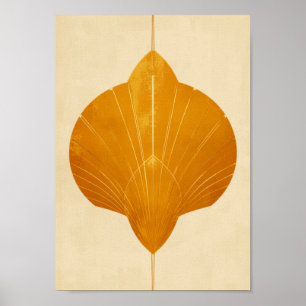 Art Deco Sonnenstrahl-Wandkunst in Senfgold Poster