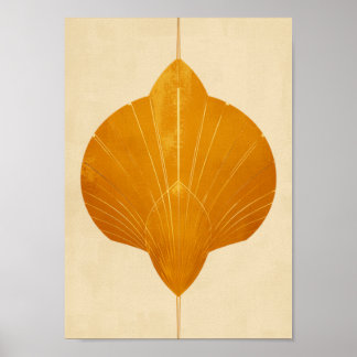 Art Deco Sonnenstrahl-Wandkunst in Senfgold Poster
