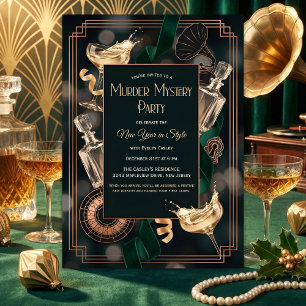 Art Deco Speakeasy Mord-Mysterium Silvesterparty Einladung