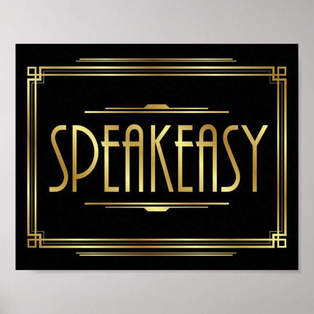 Art Deco SPEAKEASY Signieren Poster (Vorne)