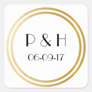 Art Deco Square Sticker Wedding Envelope