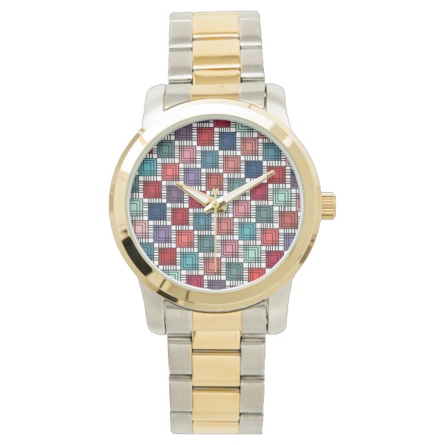 Art Deco Squares Armbanduhr (Vorderseite)