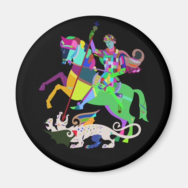 Art Deco St George the Dragon Slayer Magnet (Vorne)