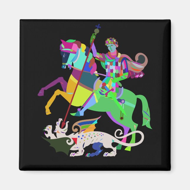 Art Deco St George the Dragon Slayer Magnet (Vorne)