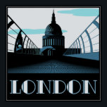 Art Deco St Pauls, London Poster<br><div class="desc">Eine Art-Déco-Werbung inspirierte das Bild von London. Die Kathedrale St. Pauls wurde von der Millenium-Brücke aus gesehen.</div>