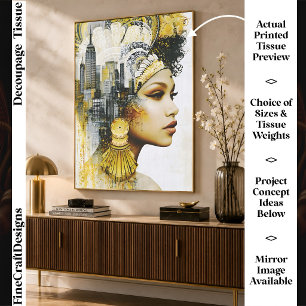 Art Deco Stadtfrau Stadt Collage FS9R Decoupage Seidenpapier