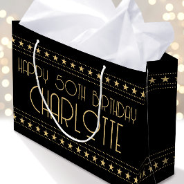 Art Deco Star Benutzerdefinierter Name Alter Schwa Große Geschenktüte