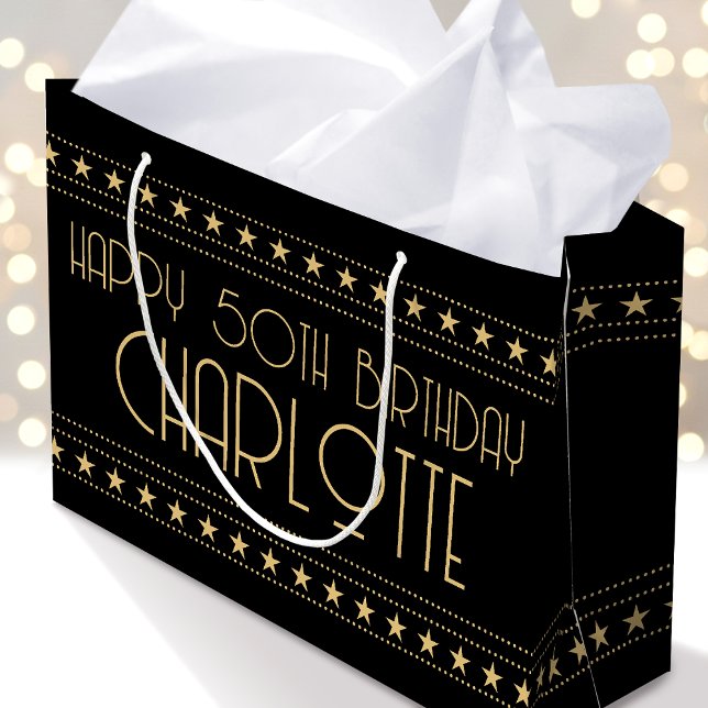 Art Deco Star Benutzerdefinierter Name Alter Schwa Große Geschenktüte (Von Creator hochgeladen)