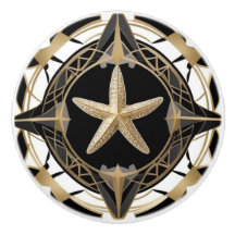 Art Deco Starfish Sea Star Schwarz-weiß und Gold