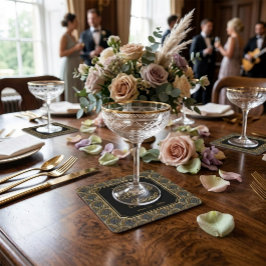 Art Deco Stickerei-Hochzeit Rechteckiger Pappuntersetzer