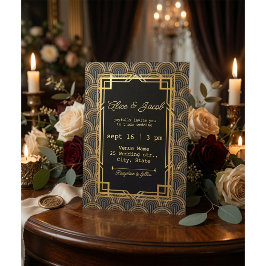 Art Deco Stickerei-Hochzeitseinladung Einladung