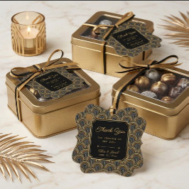 Art Deco Stickerei-Style Hochzeits-Dankeschön Geschenkanhänger