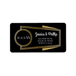 Art Deco Stickers Black Gold Address Labels Adressaufkleber