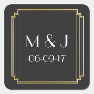 Art Deco Stickers Black Gold Square Favoriten