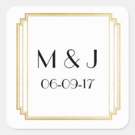 Art Deco Stickers White Gold Square Favoriten