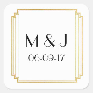 Art Deco Stickers White Gold Square Favoriten