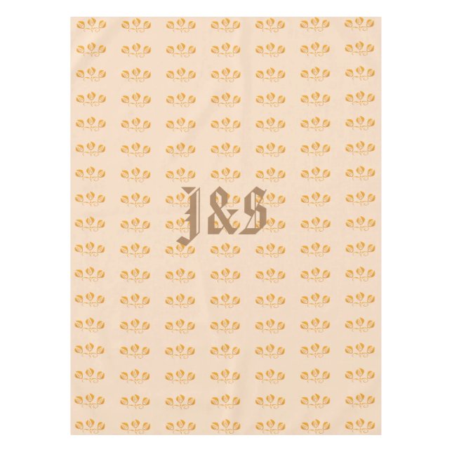 Art Deco Stil Blumenmuster Mit Monogramm Tischdecke (Vorderseite)