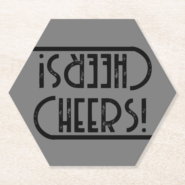 Art Deco Stil CHEERS Typ | Papier Untersetzer (Vorderseite)