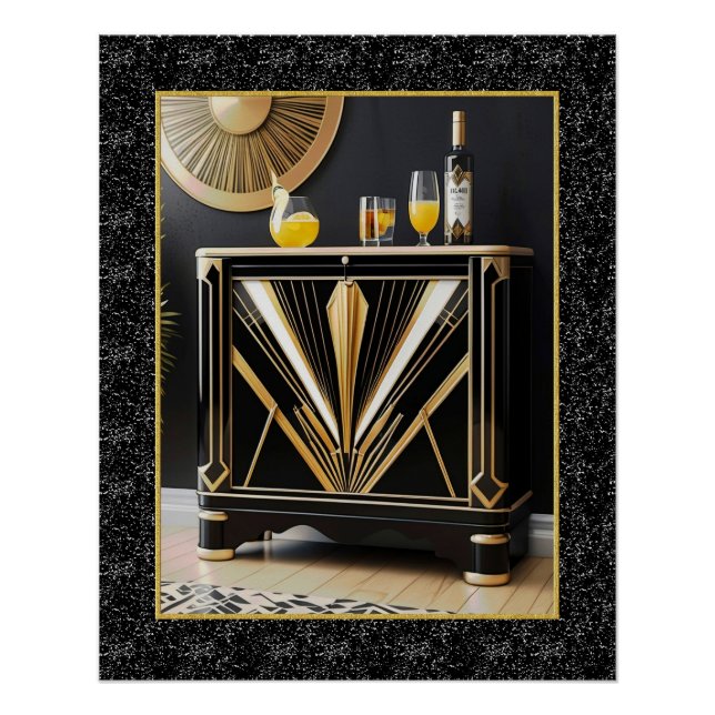 Art Deco Stil Cocktail Cabinet Poster. Poster (Vorderseite)