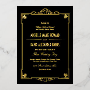 Art Deco Stil Hochzeit Gold Folieneinladung