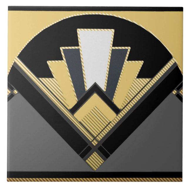 Art-Deco-Stil Lüfter (gelb) Fliese (Vorderseite)