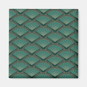 Art Deco-Stil-Muster in tealgrüner Farbe Magnet