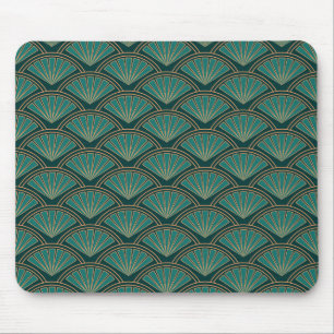 Art Deco-Stil-Muster in tealgrüner Farbe Mousepad
