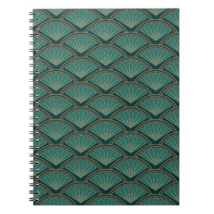 Art Deco-Stil-Muster in tealgrüner Farbe Notizblock