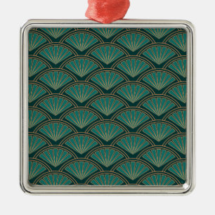 Art Deco-Stil-Muster in tealgrüner Farbe Ornament Aus Metall
