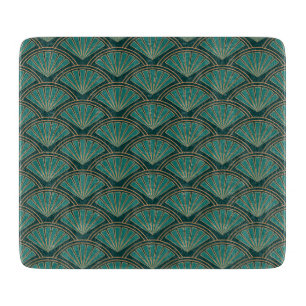 Art Deco-Stil-Muster in tealgrüner Farbe Schneidebrett