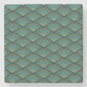 Art Deco-Stil-Muster in tealgrüner Farbe Steinuntersetzer