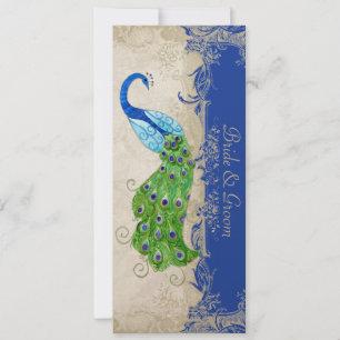 Art Deco Stil Pfau Royal Blau Vintage Spitze Einladung