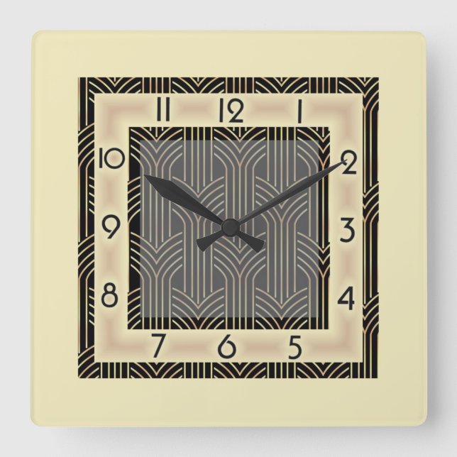 Art-Déco-Stil Quadratische Wanduhr (Vorderseite)