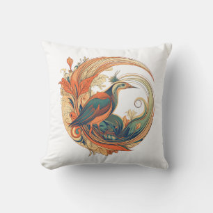 Art-Déco-Stil Vogel des Paradise Design Kissen