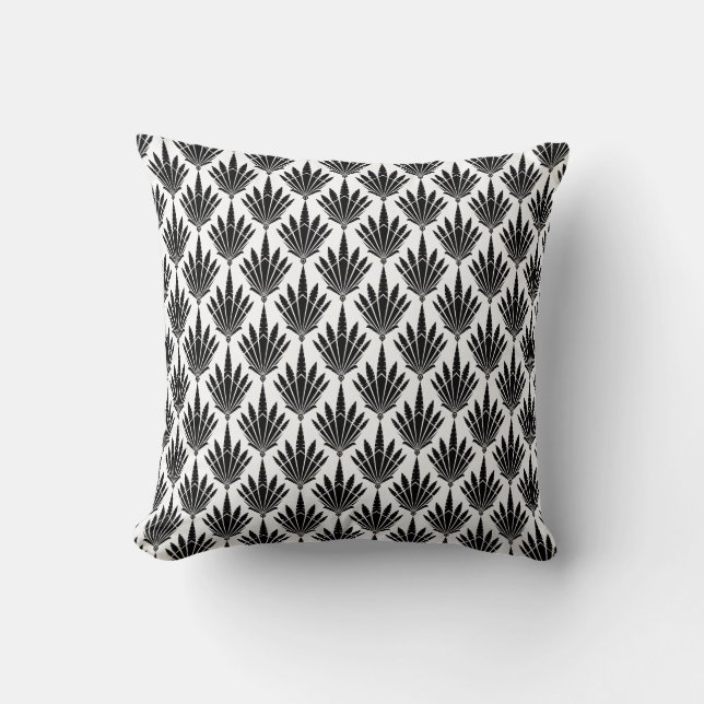 Art Deco Stilvolles Monochrome Kissen (Vorderseite)