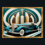 Art Deco Streamated Car Poster<br><div class="desc">Ich habe dieses hübsche Deko-Poster des Deko stromlinienförmigen Aussehens erstellt, mit einem Auto und einem Deko-Hintergrund. Das Deko ist sehr kunstvoll und macht jedes Zimmer zu einem guten Plakat, egal ob es sich um ein Büro, ein Wohnzimmer oder ein Bad handelt. Es kann gerahmt sein, wodurch es sehr elegant aussehen...</div>