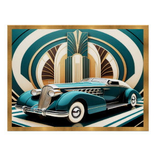 Art Deco Streamated Car Poster
